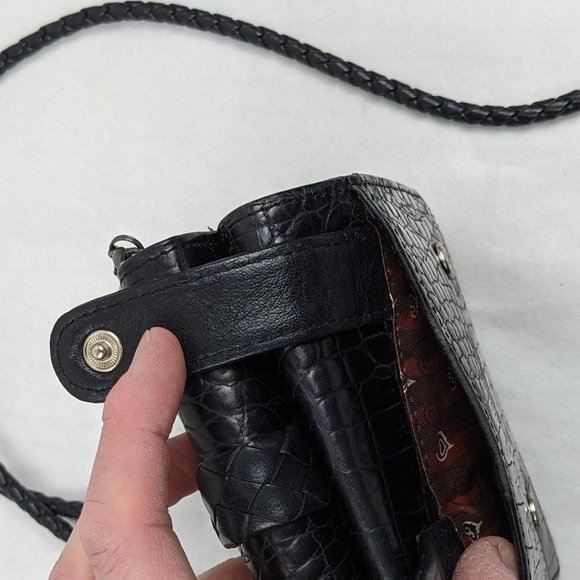 BRIGHTON Rockmore Pretty Tough wallet crossbody with chain black silver